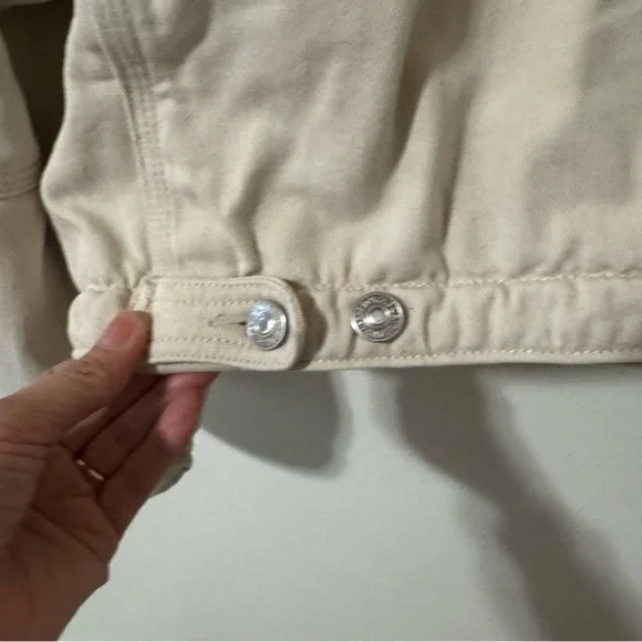 Abercrombie Crop Twill Workwear Jacket Cream Gray Corduroy Collar Streetwear-XL